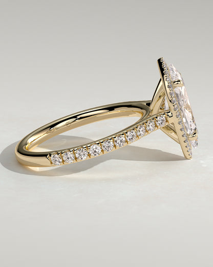 2 CT Marquise Cut Halo and Pave Lab Grown Diamond Engagement Ring