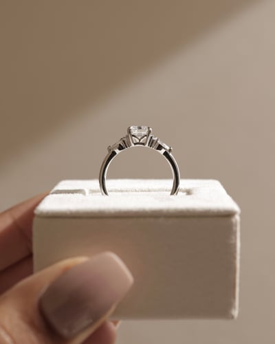 2 CT Emerald Cut Lab Grown Diamond Engagement Ring In Cluster Setting