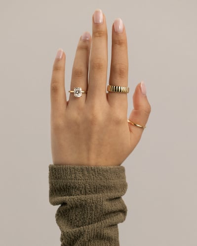 2.0 CT Elongated Cushion Cut Hidden Halo Styled Lab Grown Diamond Engagement Ring