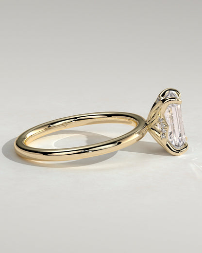 Emerald Hidden Halo Lab Grown Diamond Engagement Ring
