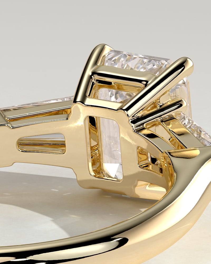 2 CT Emerald Cut Three Stone Lab Grown Diamond Engagement Ring