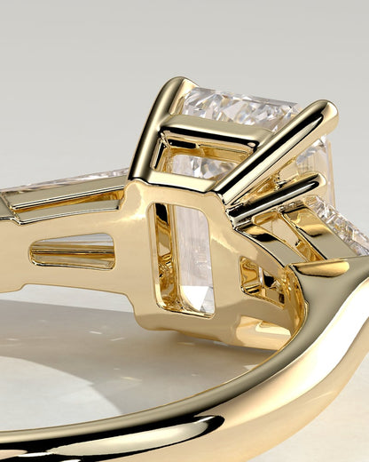 2 CT Emerald Cut Three Stone Lab Grown Diamond Engagement Ring