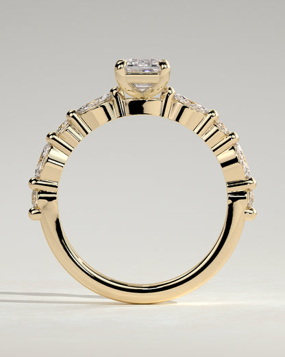 2 CT Emerald Cut Pave Styled Lab Grown Diamond Engagement Ring For Women