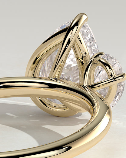 2.8 CT Pear Cut Toi Et Moi Lab Grown Diamond Engagement Ring