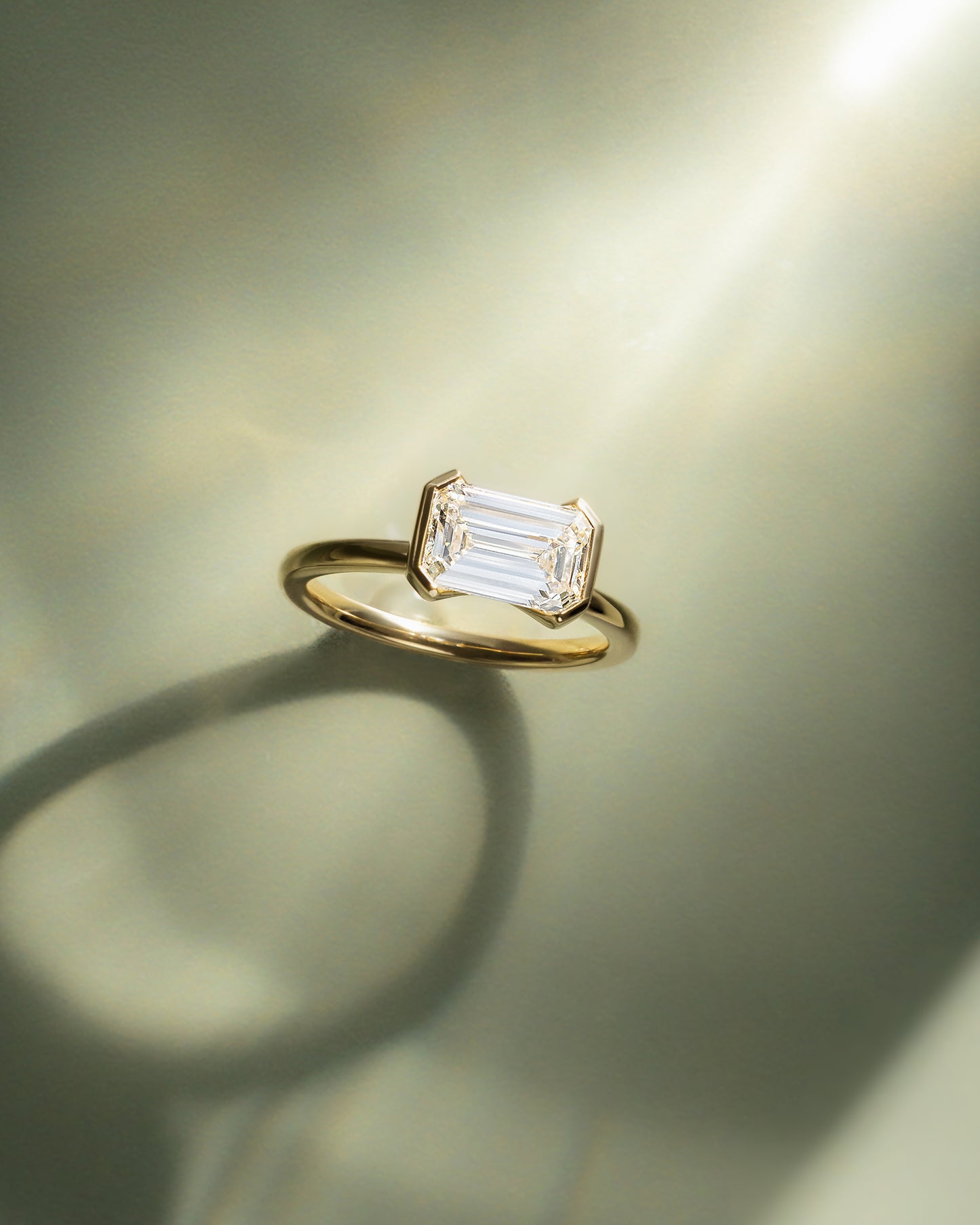 2 CT Emerald Cut East-West Solitaire Lab Grown Diamond Engagement Ring