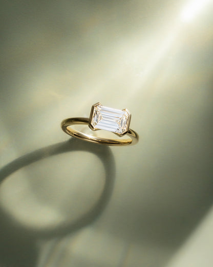 2 CT Emerald Cut East-West Solitaire Lab Grown Diamond Engagement Ring
