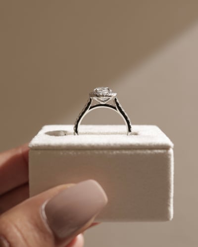 2 CT Marquise Cut Halo and Pave Lab Grown Diamond Engagement Ring