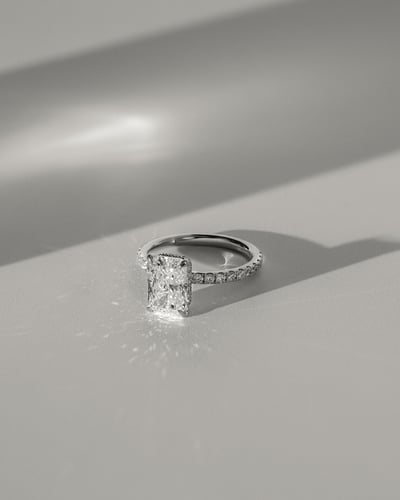 2 CT Radiant Cut Pave & Hidden Halo Styled Lab Grown Diamond Engagement Ring