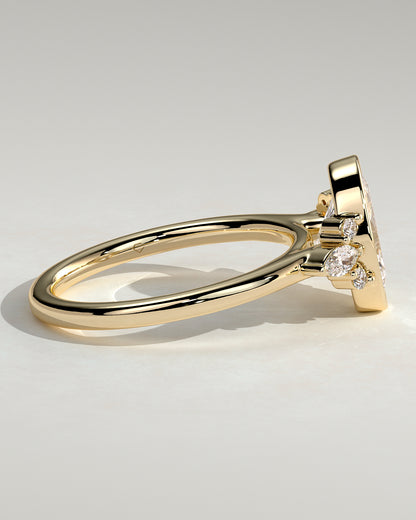 2 CT Oval Cut Cluster & Bezel Lab Grown Diamond Engagement Ring