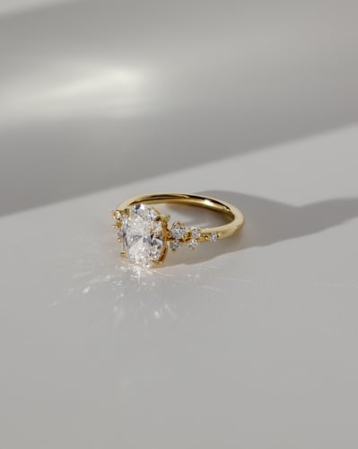 2.0 CT Oval Cut Cluster Styled Lab Grown Diamond Engagement Ring