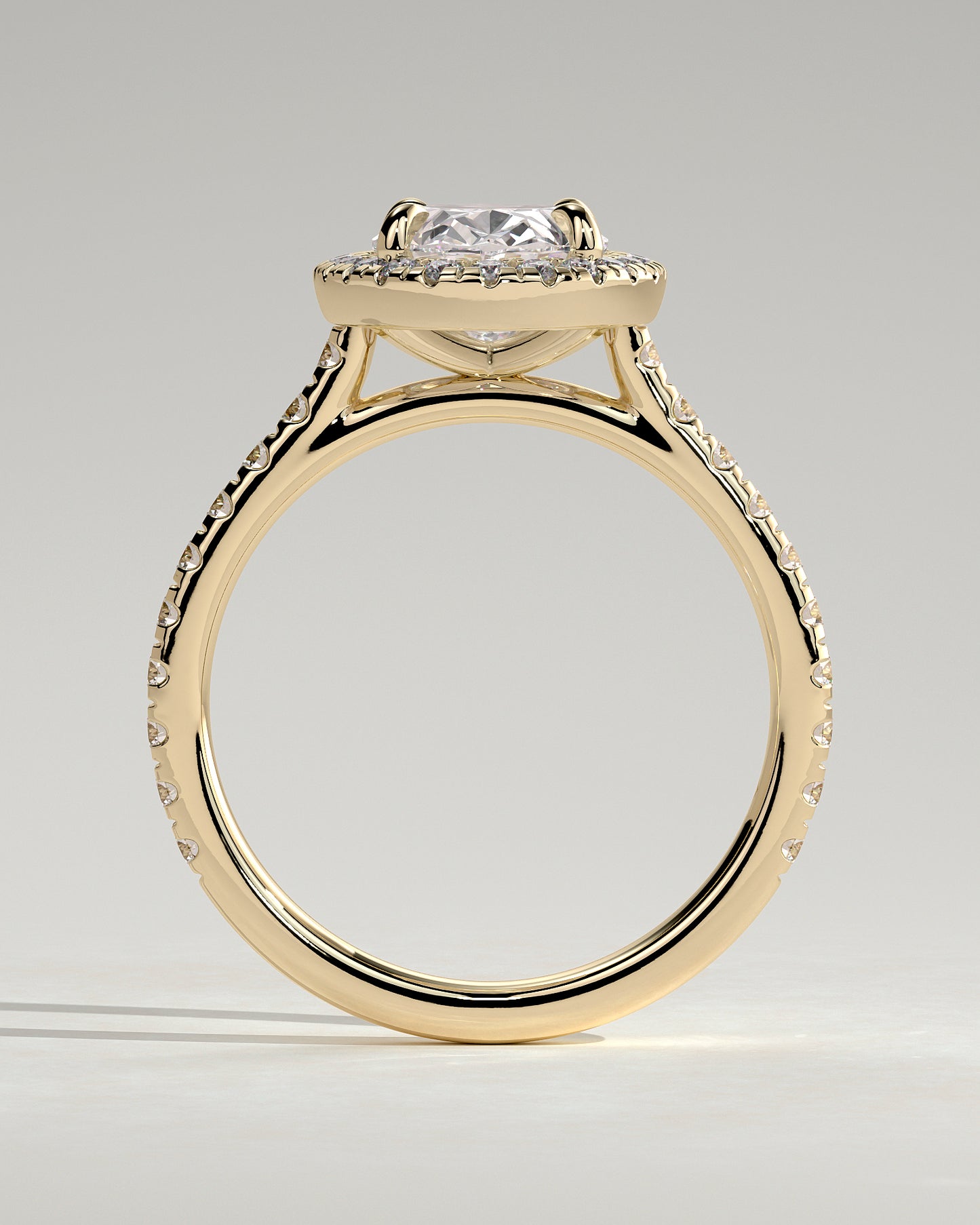 2 CT Oval Cut Halo and Pave Lab Grown Diamond Engagement Ring