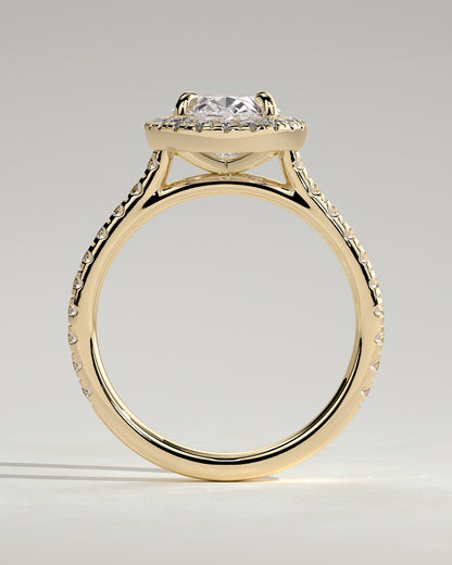 2 CT Oval Cut Halo and Pave Lab Grown Diamond Engagement Ring