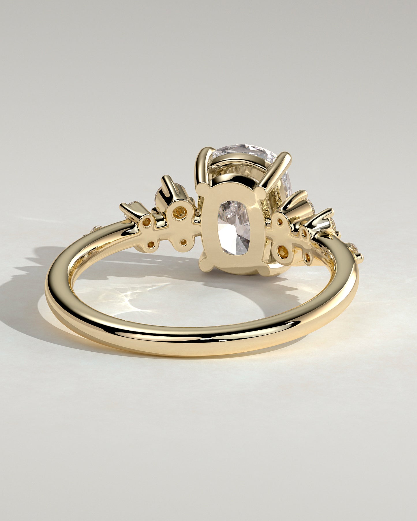 2.0 CT Elongated Cushion Cut Cluster Lab Grown Diamond Engagement Ring