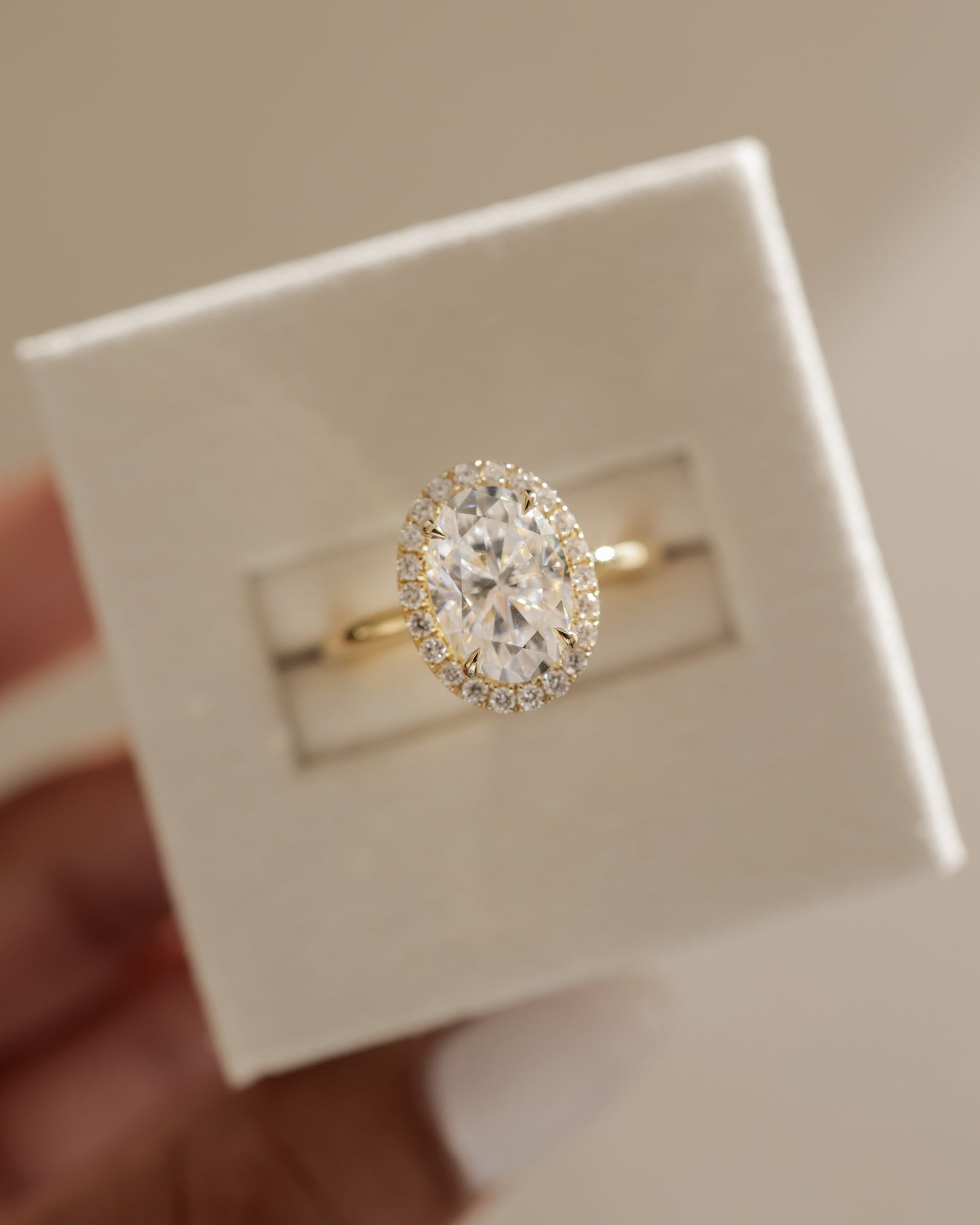 2 CT Oval Cut Halo Lab Grown Diamond Engagement Ring