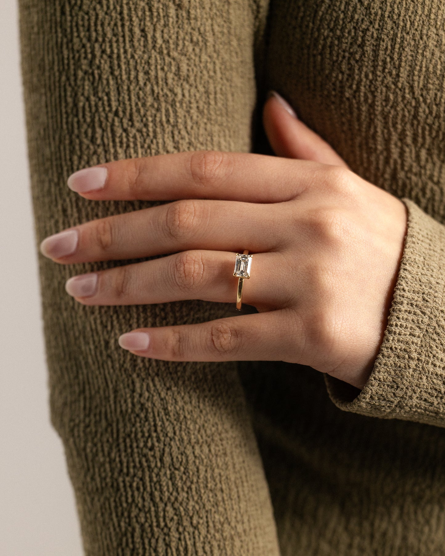 2.0 CT Emerald Cut Solitaire & East-West Lab Grown Diamond Engagement Ring