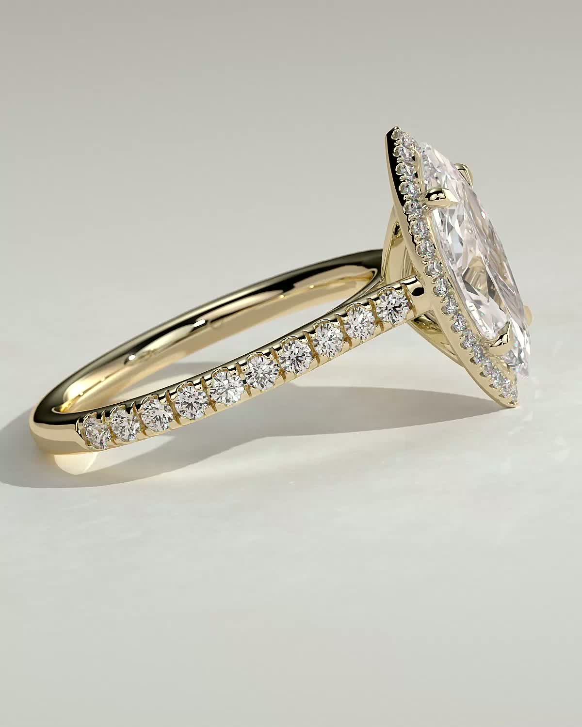 2 CT Marquise Cut Halo and Pave Lab Grown Diamond Engagement Ring