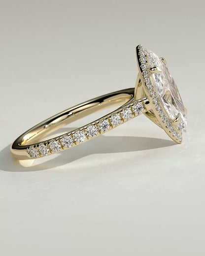 2 CT Marquise Cut Halo and Pave Lab Grown Diamond Engagement Ring