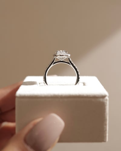 2 CT Oval Cut Halo and Pave Lab Grown Diamond Engagement Ring