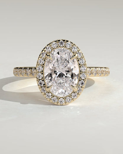 2 CT Oval Cut Halo and Pave Lab Grown Diamond Engagement Ring