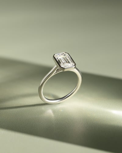 2.0 CT Emerald Cathedral & Bezel Styled Lab Grown Engagement Ring
