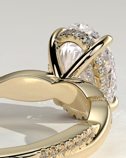 2 CT Oval Cut Criss Crossed Pave Lab Grown Diamond Engagement Ring