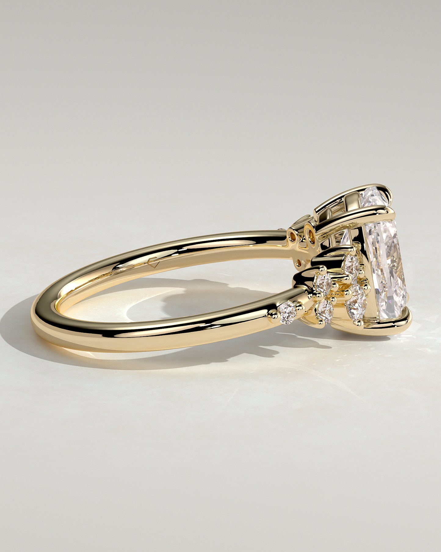 2.0 CT Elongated Cushion Cut Cluster Lab Grown Diamond Engagement Ring