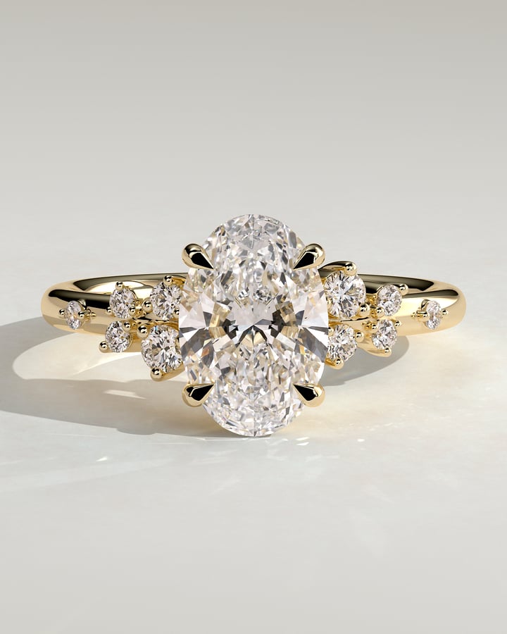 2.0 CT Oval Cut Cluster Styled Lab Grown Diamond Engagement Ring