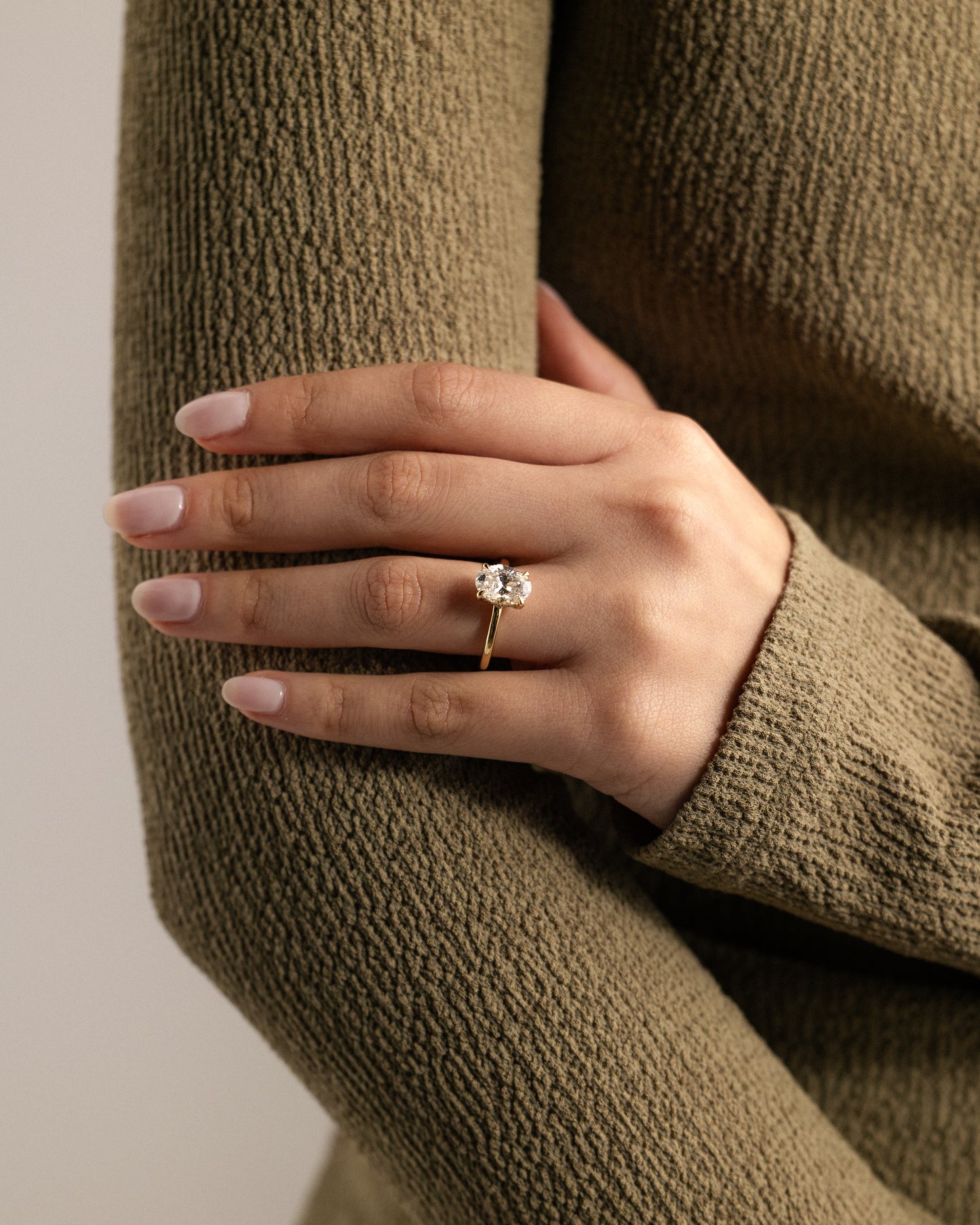 2.0 CT Oval Cut Hidden Halo Style Lab Grown Diamond Engagement Ring