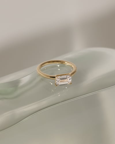 2.0 CT Emerald Cut Solitaire & East-West Lab Grown Diamond Engagement Ring
