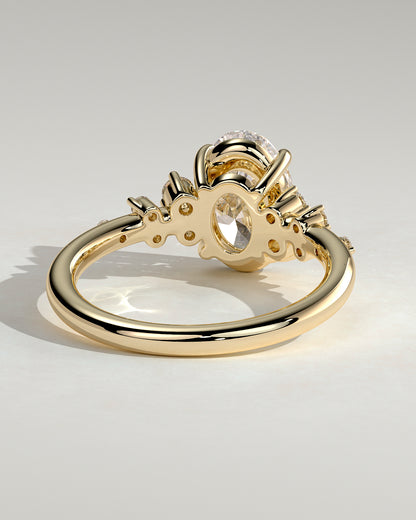 2.0 CT Oval Cut Cluster Styled Lab Grown Diamond Engagement Ring