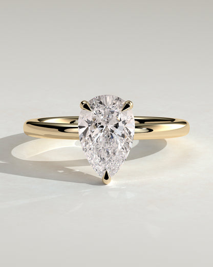 2.0 CT Pear Cut Solitaire Setting Lab Grown Diamond Engagement Ring