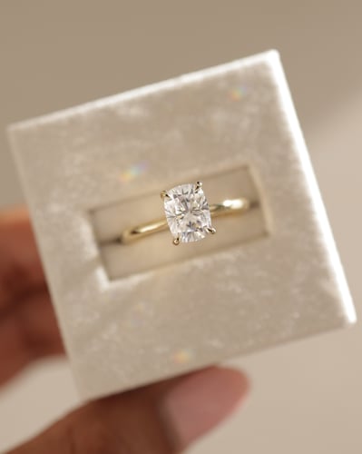 2.0 CT Elongated Cushion Cut Hidden Halo Styled Lab Grown Diamond Engagement Ring