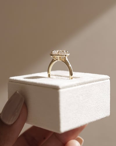 2 CT Pear Cut Halo Style Lab Grown Diamond Engagement Ring