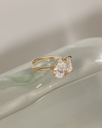 3.3 CT Emerald & Pear Cut Toi Et Moi Lab Grown Diamond Engagement Ring