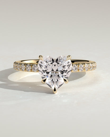 2 CT Heart Cut Pave Styled Lab Grown Diamond Engagement Ring