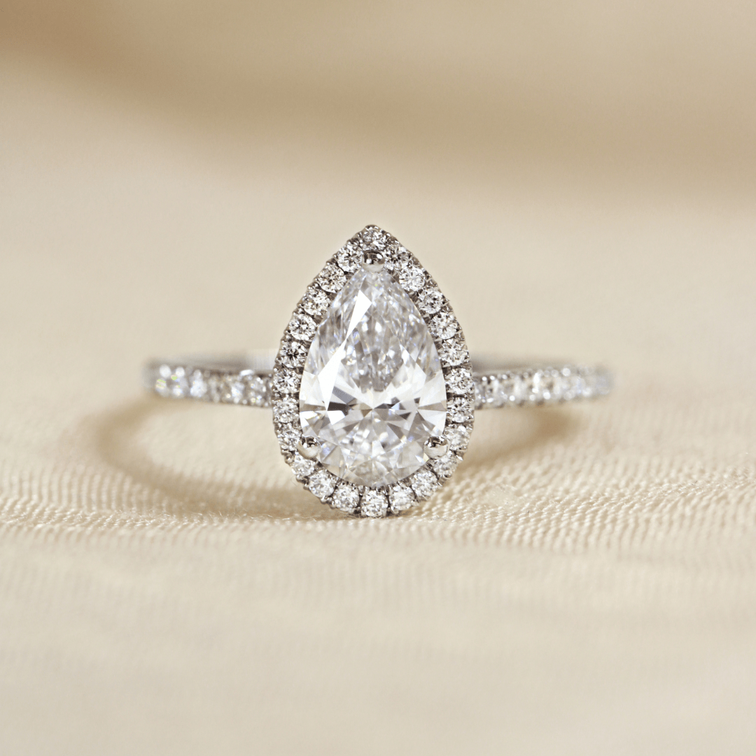 Marquise Shaped Three Stone Lab Grown Diamond Engagement Ring