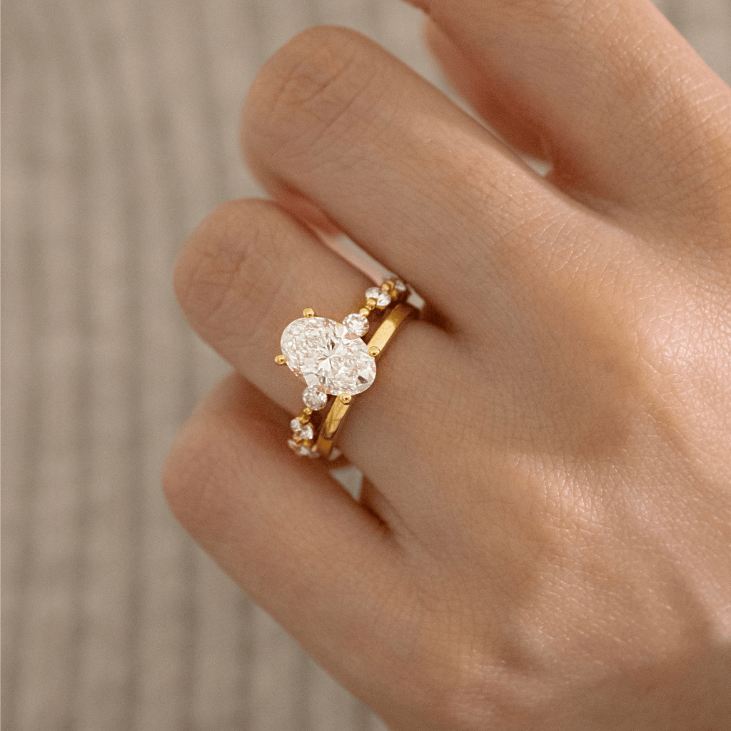 Marquise Shaped Three Stone Lab Grown Diamond Engagement Ring