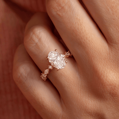Marquise Shaped Three Stone Lab Grown Diamond Engagement Ring