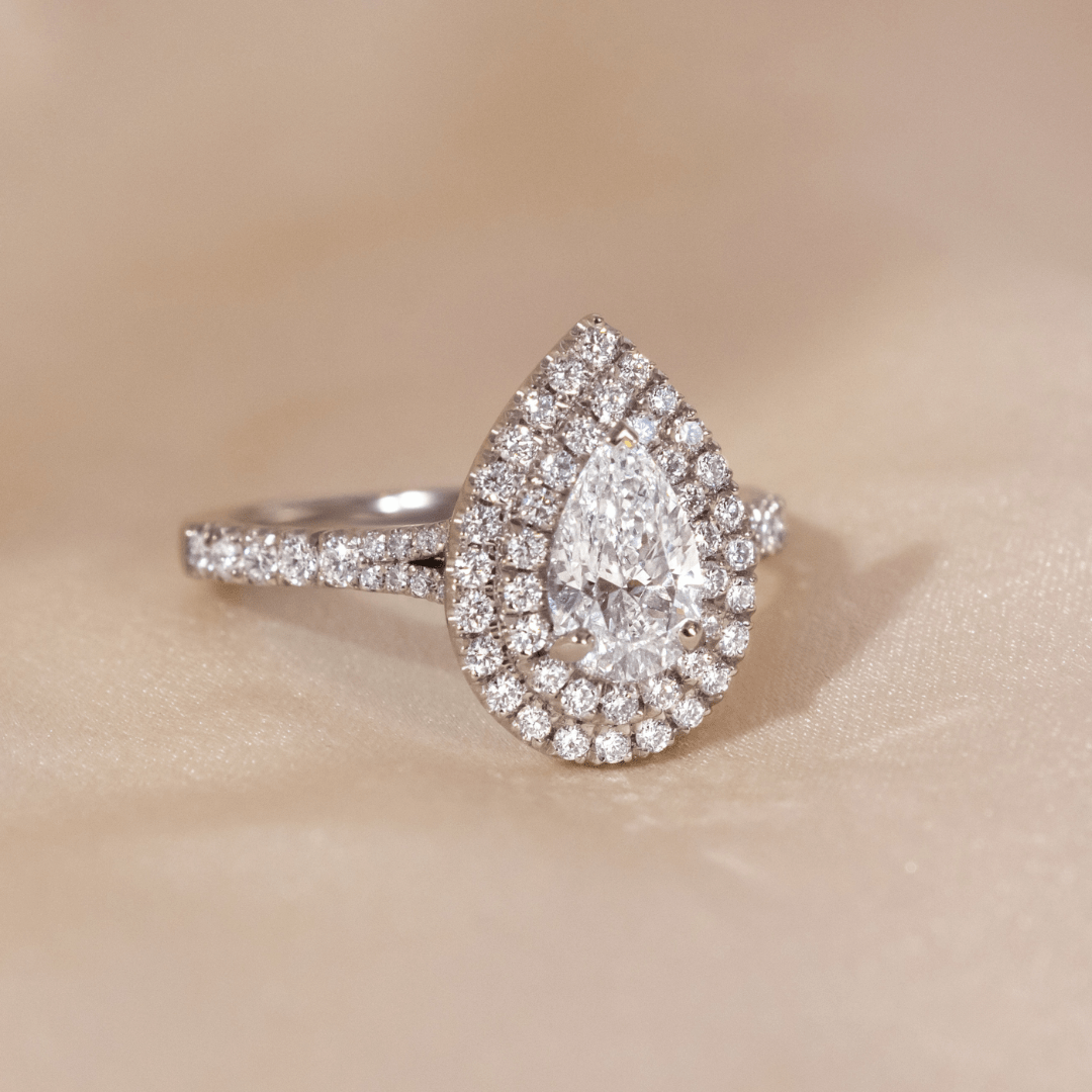 Marquise Shaped Three Stone Lab Grown Diamond Engagement Ring