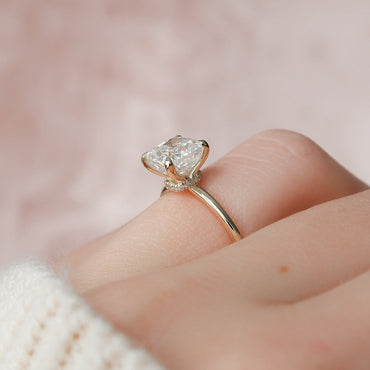 4.0 CT Cushion Cut Lab Grown Diamond Hidden Halo Engagement Ring (US Size 5 Ready To Ship)