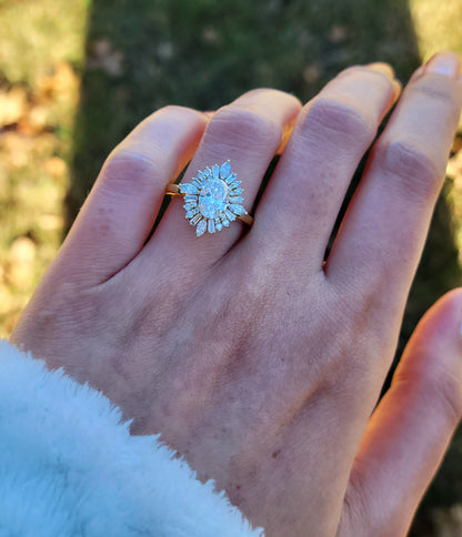 Marquise Shaped Three Stone Lab Grown Diamond Engagement Ring