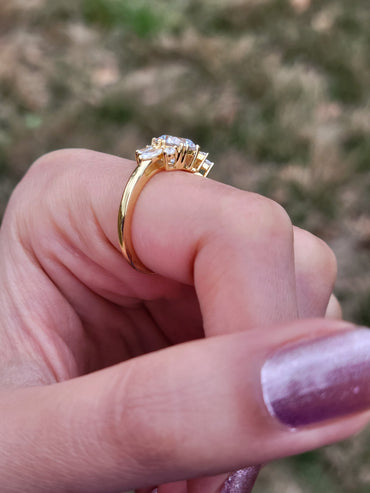 Marquise Shaped Three Stone Lab Grown Diamond Engagement Ring