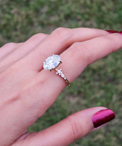 Marquise Shaped Three Stone Lab Grown Diamond Engagement Ring