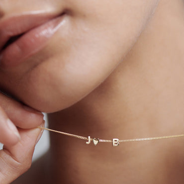 Couple Letter Initial Chained Necklace