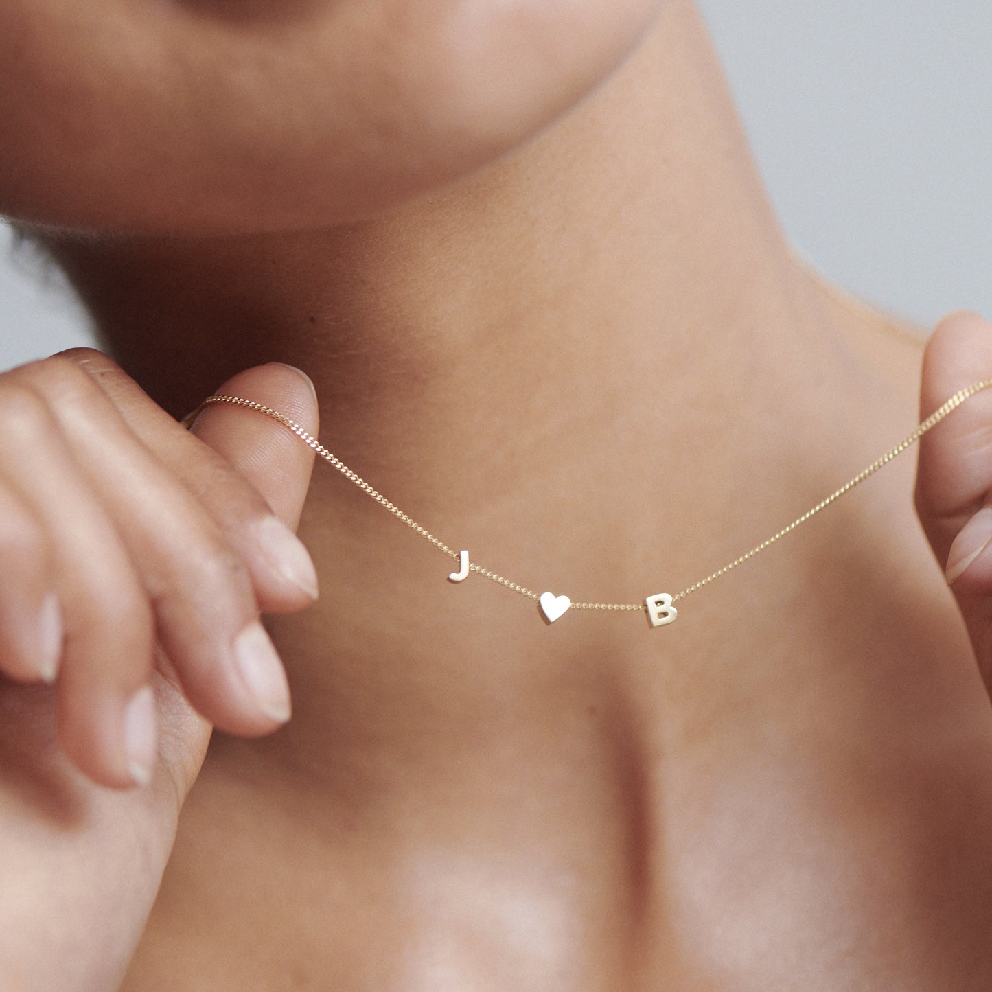 Couple Letter Initial Chained Necklace