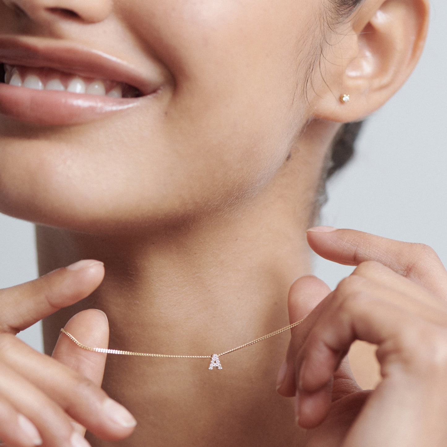 0.85 TCW Round Shaped Initial Lab Grown Diamond Necklace