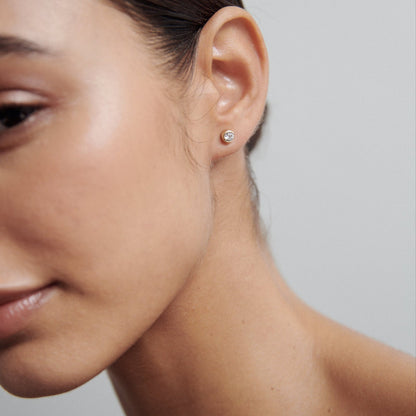 0.2 TCW Round Shaped Lab Grown Diamond Bezel Stud Earrings