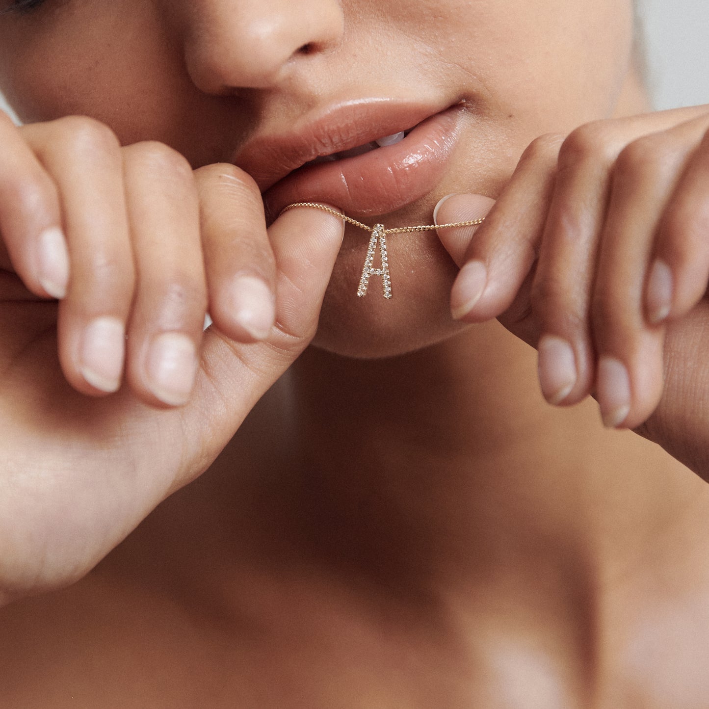 0.3 TCW Round Shaped Initial Lab Grown Diamond Necklace