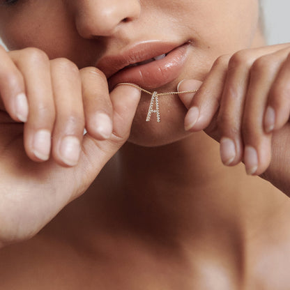 0.3 TCW Round Shaped Initial Lab Grown Diamond Necklace