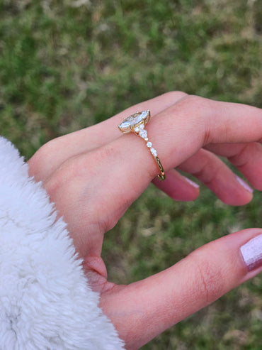 1 CT Marquise Cut Cluster Styled Lab Grown Diamond Engagement Ring